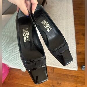 Salvatore Ferragamo Black Patent Leather Heels